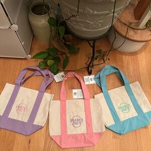Trader Joe’s Mini Pastel Canvas Tote Bag Blue